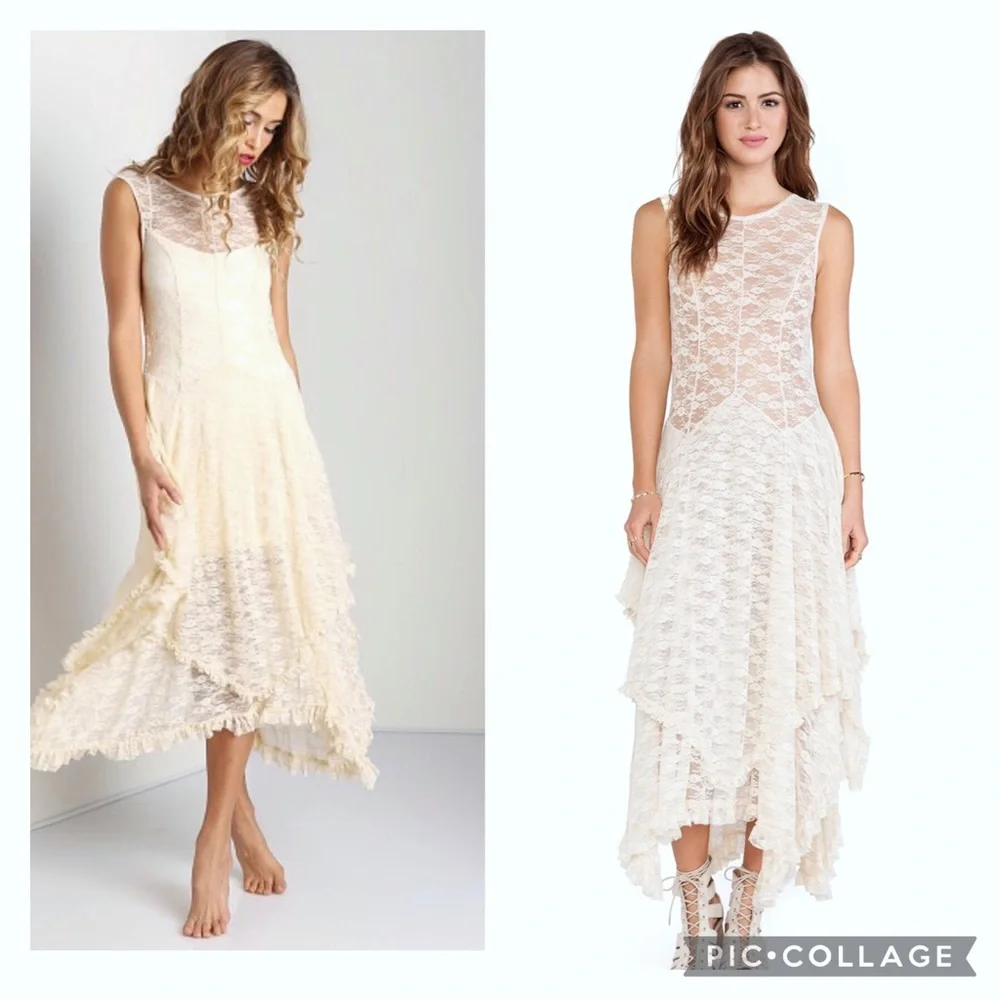 Free People NWT French Court Sheer Lace Tiered Dress Women S - Picture 15 of 16